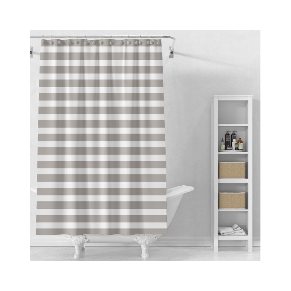 Изображение товара Штора для ванной Delphinium Горизонт ПВХ 180х200см, 12 колец, бежевый 104204