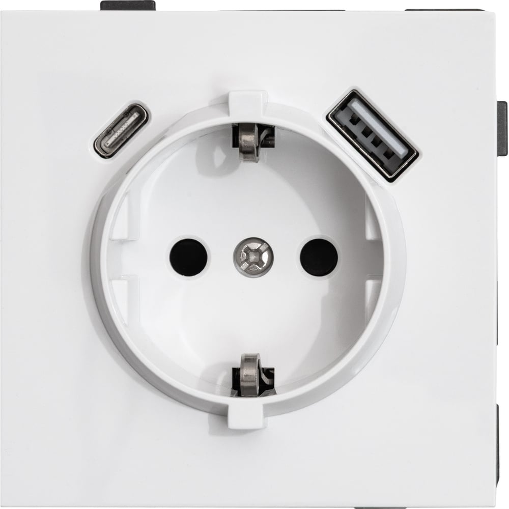 Изображение товара Одноместная встроенная розетка ALTECH ENCORE с USB и Type-C белая 250 В