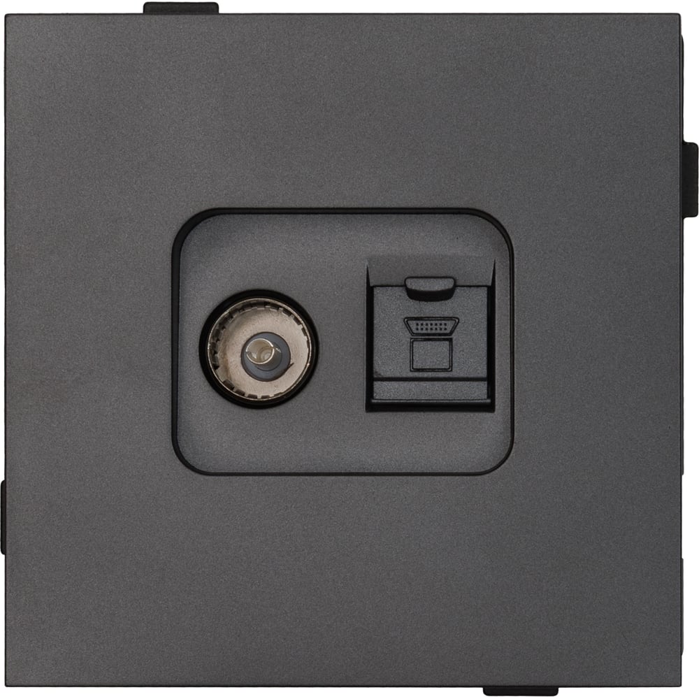 Изображение товара Одноместная TV компьютерная розетка ALTECH ENCORE 1STVPCG скрытого монтажа графит