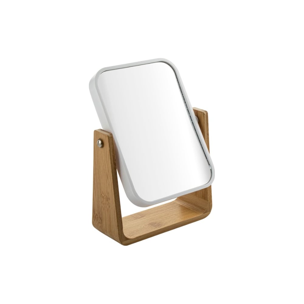 Изображение товара Настольное зеркало косметическое САНАКС белое с бамбуковыми вставками