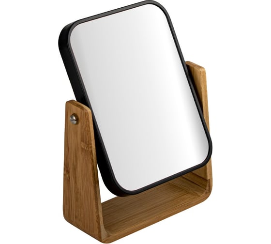 Изображение товара Зеркало косметическое настольное САНАКС ЧЕРНОЕ, с вставками из бамбука 75814