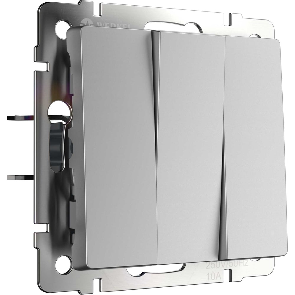 Изображение товара Выключатель трехклавишный Werkel W1130006 серебряный для освещения