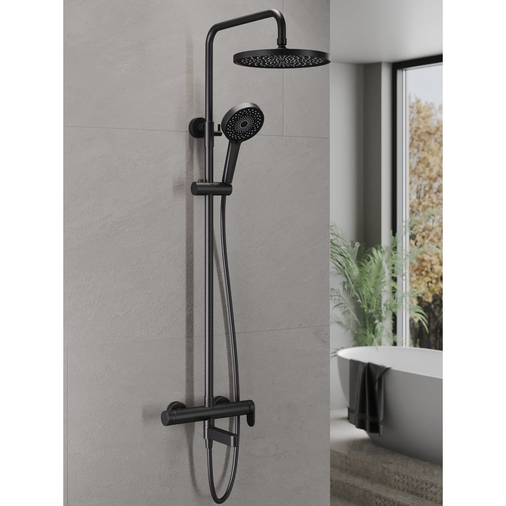 Изображение товара Душевая система Agger Sweet черный матовый с однорычажным смесителем