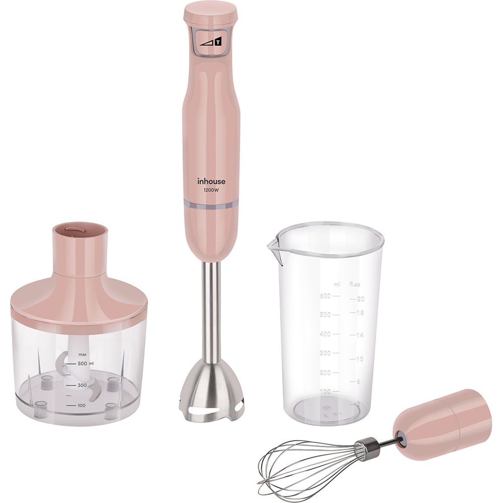 Изображение товара Погружной блендер Inhouse 3в1 1200 Вт бежевый с насадками и стаканом