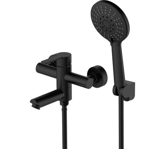 Изображение товара Смеситель для ванны Agger Easy однорычажный с душевым набором, черный матовый A3121244