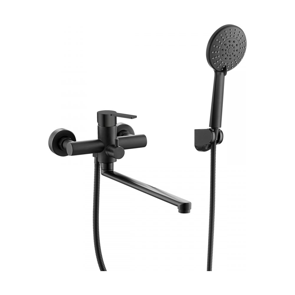 Изображение товара Смеситель для ванны Agger Easy однорычажный с душевым набором, черный матовый