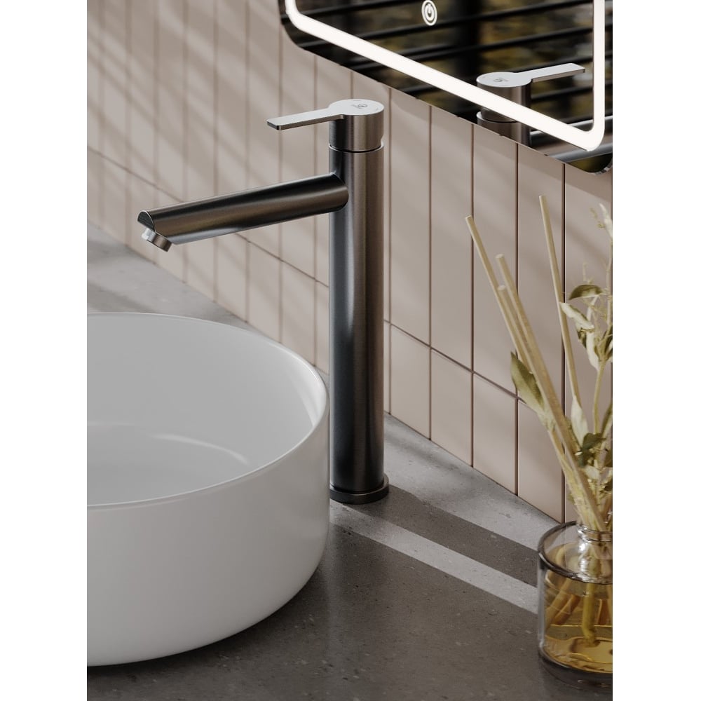 Изображение товара Смеситель для раковины Agger Easy однорычажный высокий из нержавеющей стали матовый