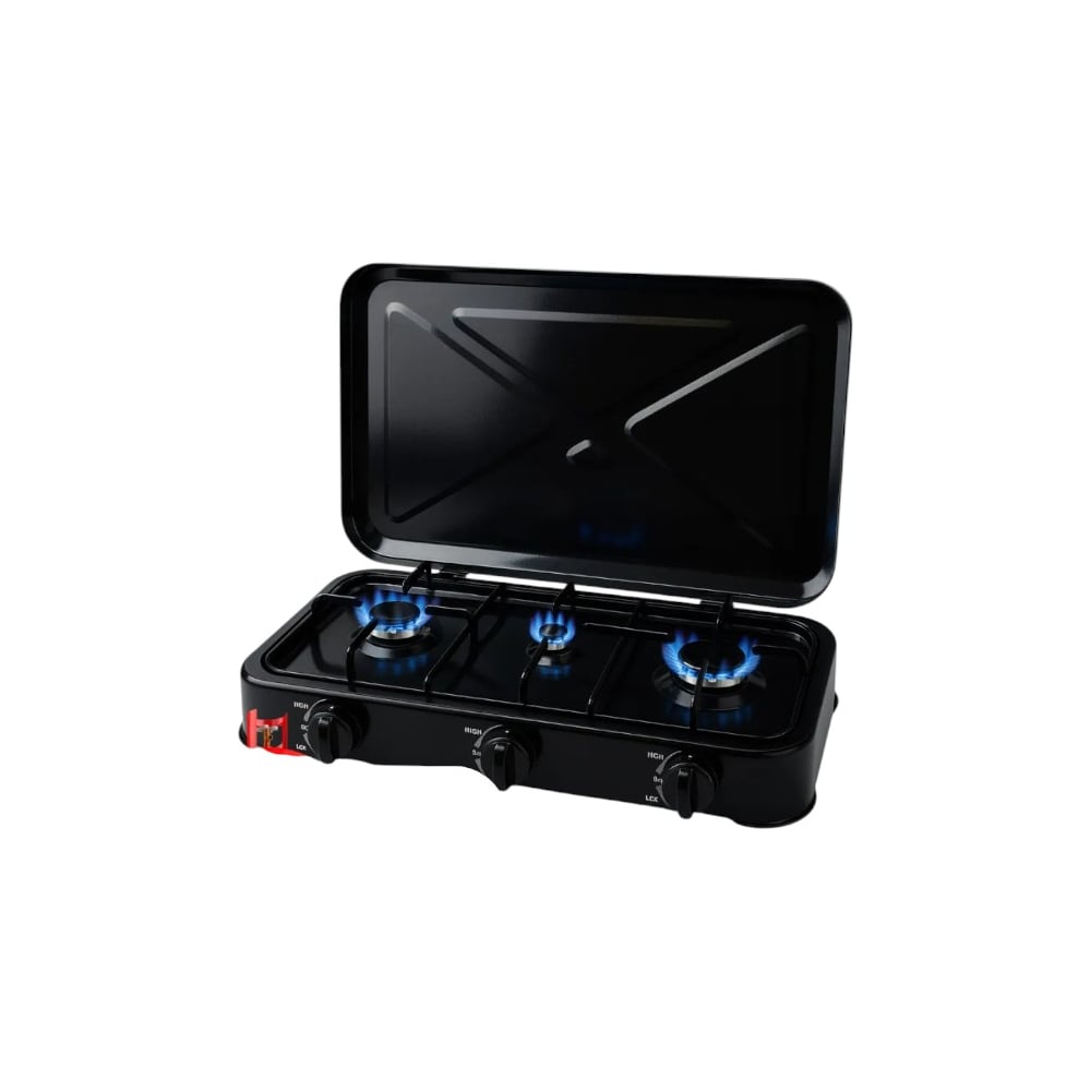 Изображение товара Плита газовая настольная BlackWeld трехконфорочная, черная 150224