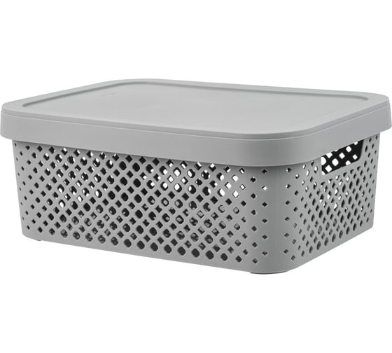 Изображение товара Корзина Plast Team Stockholm, с крышкой, 36 x 27,5 x 13,9 см, серый шторм 280167