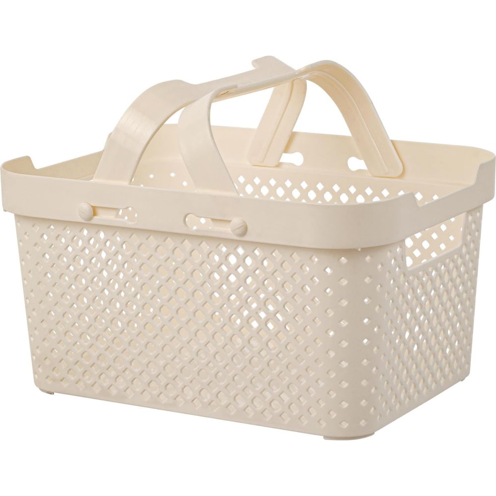 Изображение товара Корзина Plast Team Stockholm с ручками 26x19,2x13,7 см молочный туман