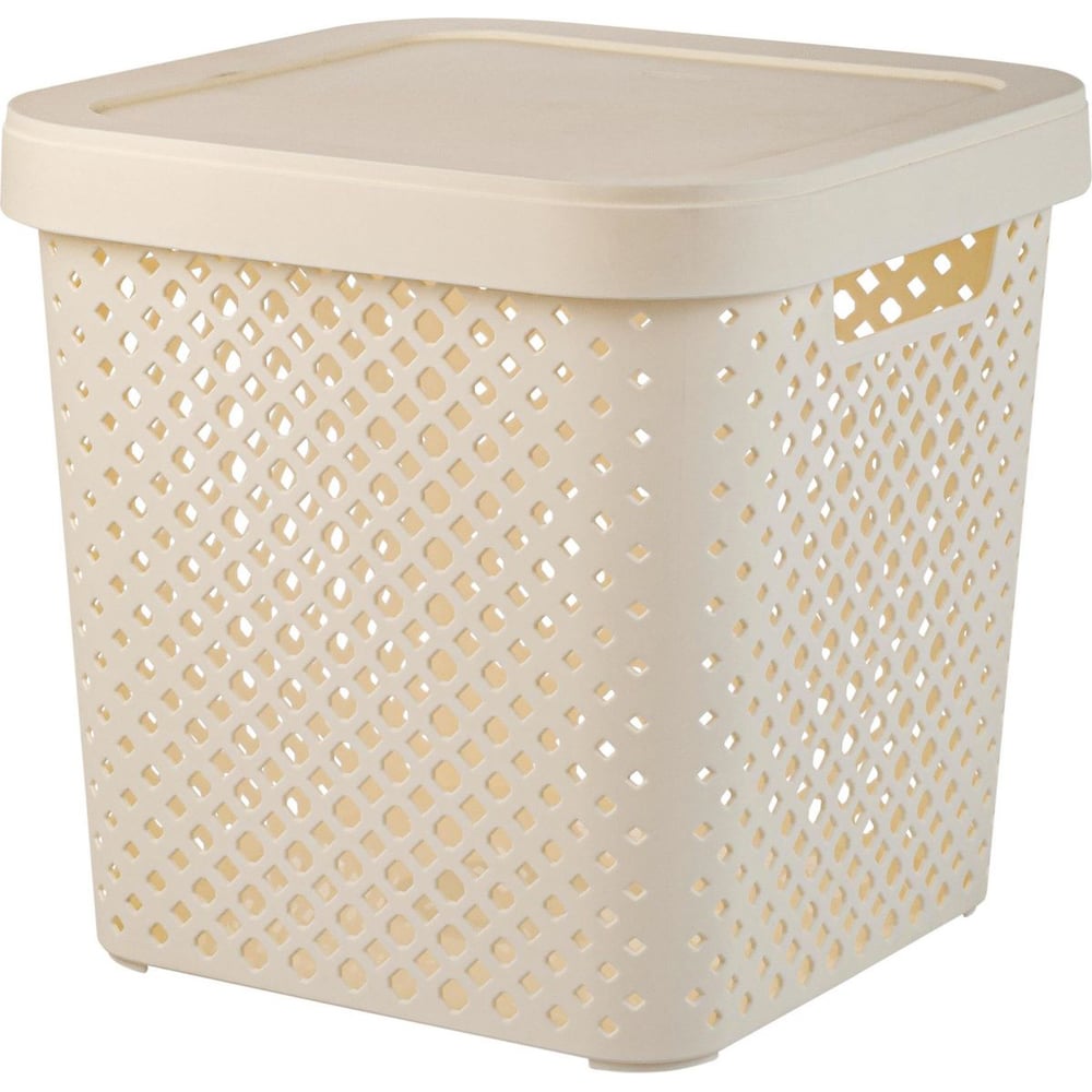 Изображение товара Корзина для хранения Plast Team Stockholm с крышкой 31х31х30 см молочный туман
