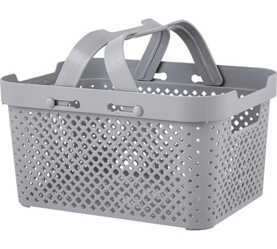 Изображение товара Корзина Plast Team Stockholm, с ручками, 35 х 27 х 20,3 см, серый шторм 280177
