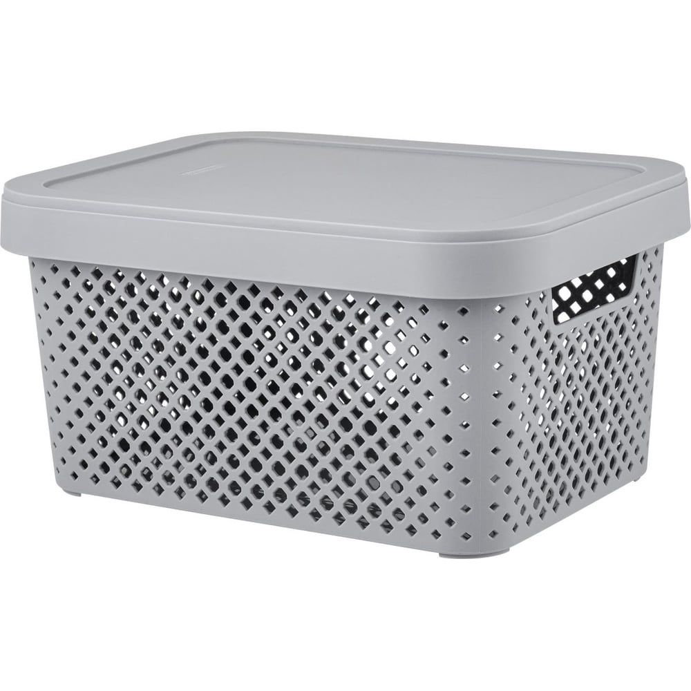 Изображение товара Корзина Plast Team Stockholm с крышкой 26,5 х 19,5 х 14 см серый шторм