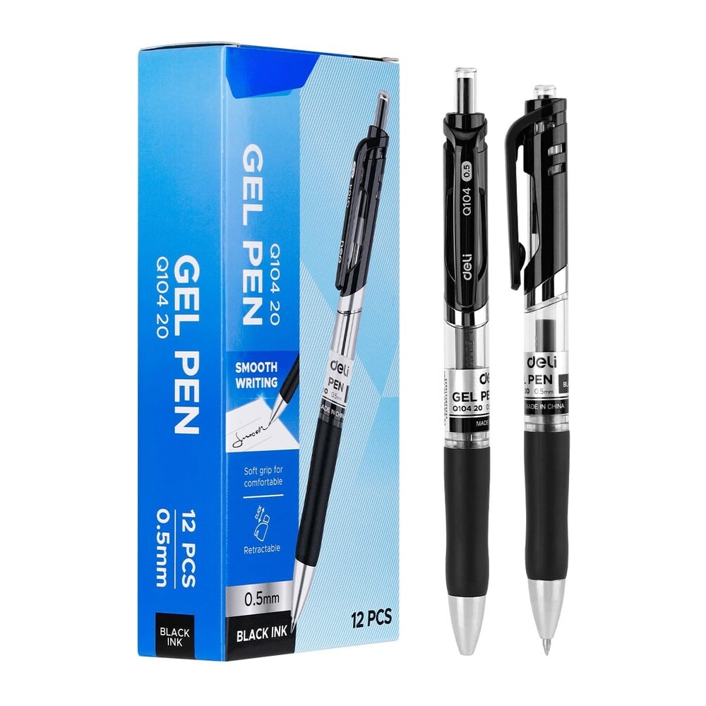 Изображение товара Гелевая ручка DELI Mate 0.5 мм, 12 шт., черные чернила