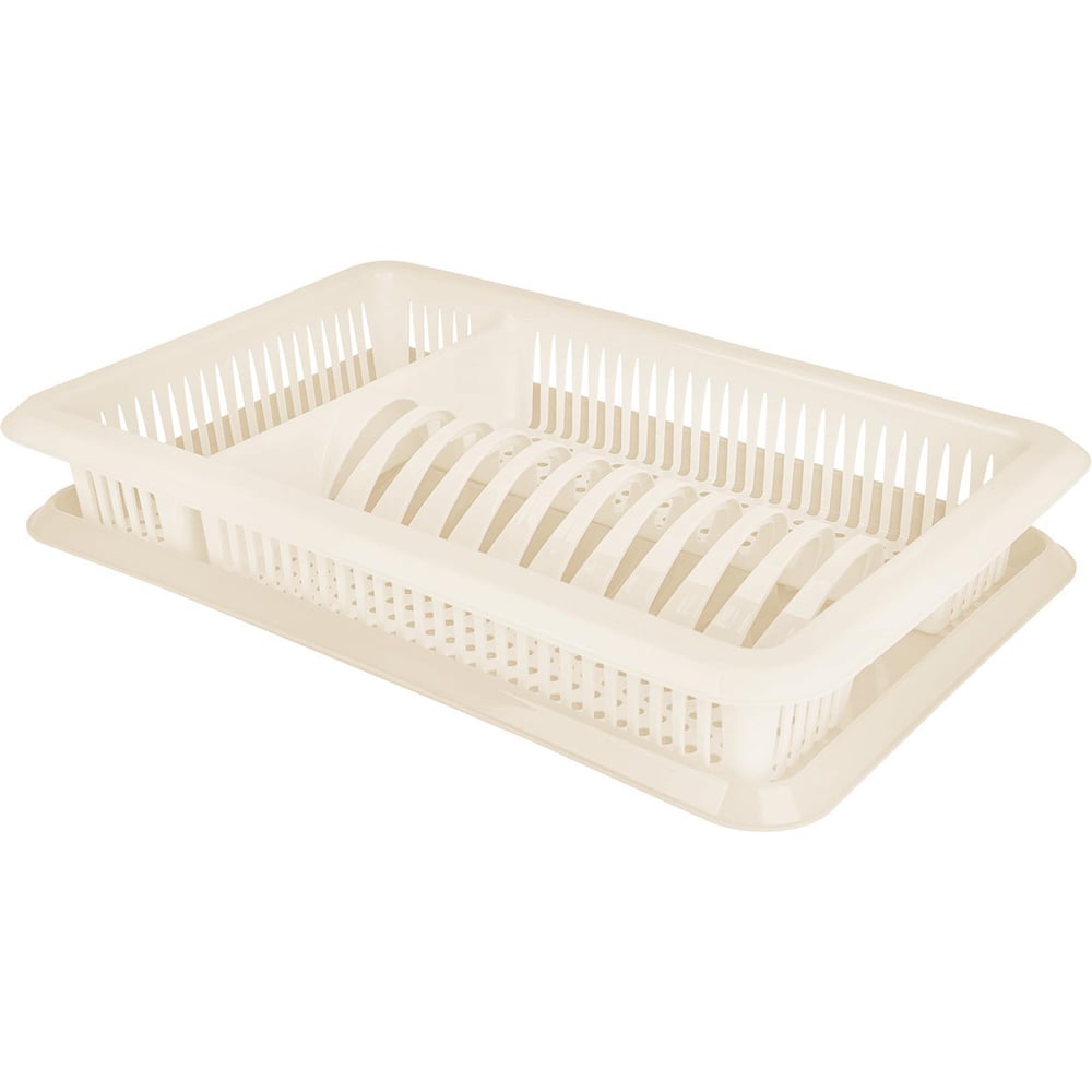 Изображение товара Сушилка для посуды PLAST TEAM с поддоном, 48x30,5x8,5 см, молочный туман