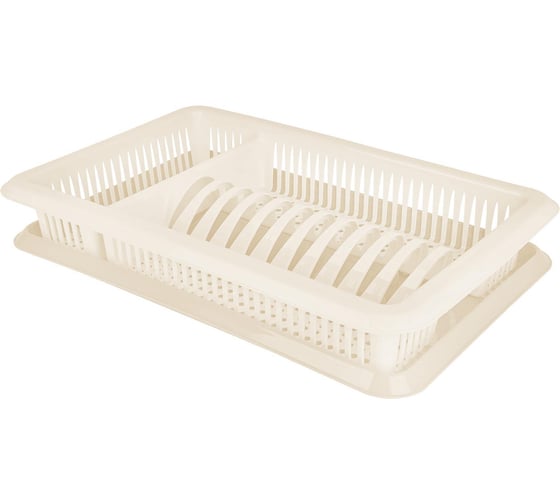 Изображение товара Сушилка для посуды PLAST TEAM, с поддоном, 48 x 30,5 x 8,5 см, молочный туман 275791