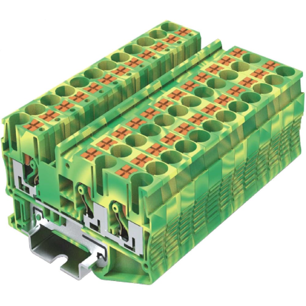 Изображение товара Клемма SUPU ТР 1-2 для проводов 6 мм.кв. желто-зеленая 50 шт