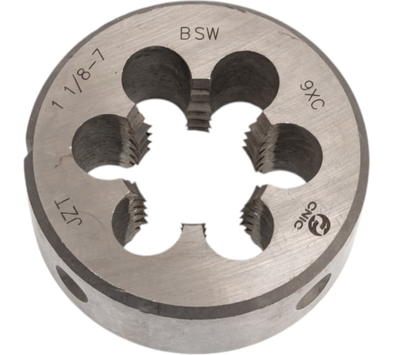 Изображение товара Плашка CNIC дюймовая 1 1/8"- 7BSW 55гр 9ХС 7 ниток/дюйм, dнар. 65мм резьба Уитворта 18511