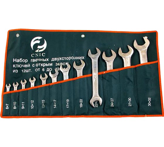 Изображение товара Набор ключей CNIC рожковых из 12-ти шт. 6x7 - 30x32 покрытие хром TS-001 в сумке 35425