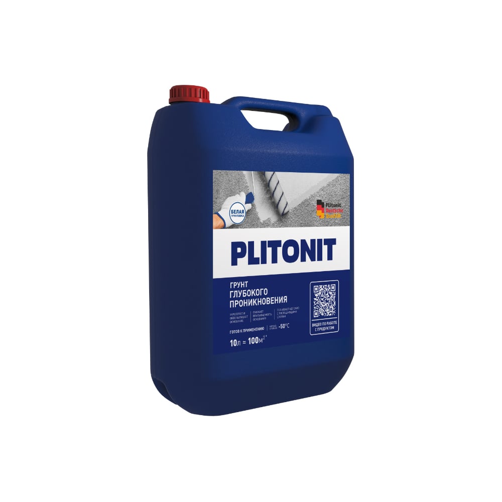 Изображение товара Грунт глубокого проникновения ПЛИТОНИТ 10 л для бетона кирпича и обоев