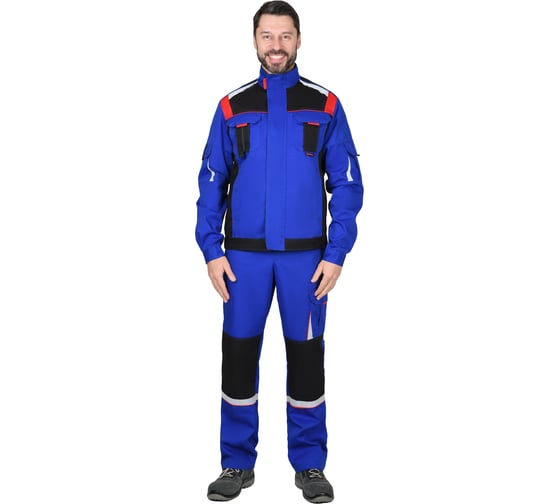 Изображение товара Костюм Сириус Стан: куртка кор., полукомб. васильковый с красной и черной отд. р. 104-108/170-176 62081