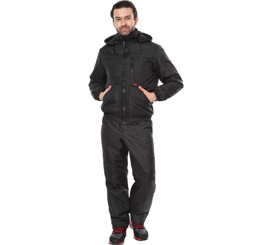 Изображение товара Куртка Сириус ПРАГА-Люкс мужская, короткая с капюшоном, черная р.120-124/182-188 134737