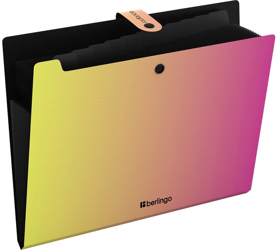 Изображение товара Папка Berlingo 12 отделений Radiance, А4, 600мкм, на кнопке, желтый/черный, XF412001 XF4_12001