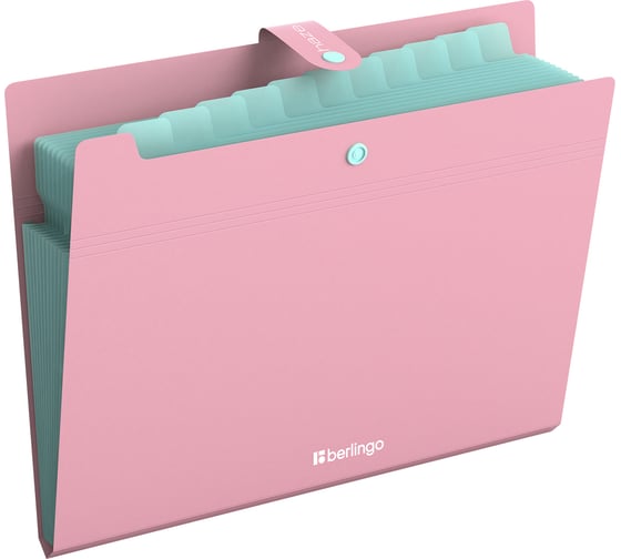 Изображение товара Папка Berlingo 12 отделений Haze, А4, 600мкм, на кнопке, розовая, XF412923 XF4_12923