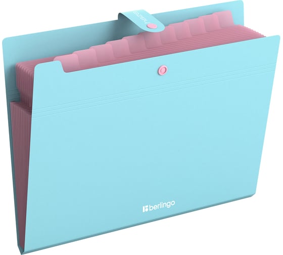 Изображение товара Папка Berlingo 12 отделений Haze, А4, 600мкм, на кнопке, голубая, XF412921 XF4_12921