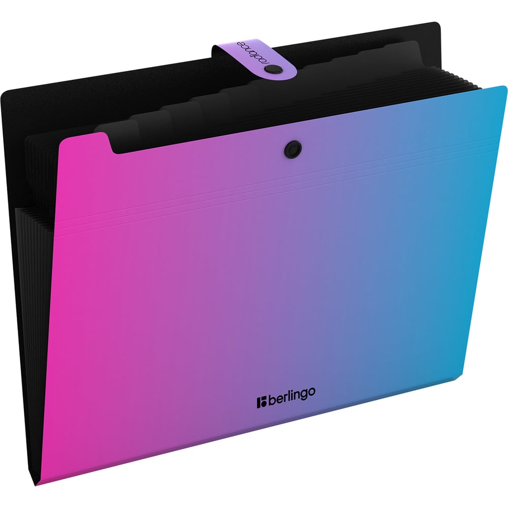 Изображение товара Папка Berlingo Radiance 12 отделений А4 пластик кнопка розовая XF412002