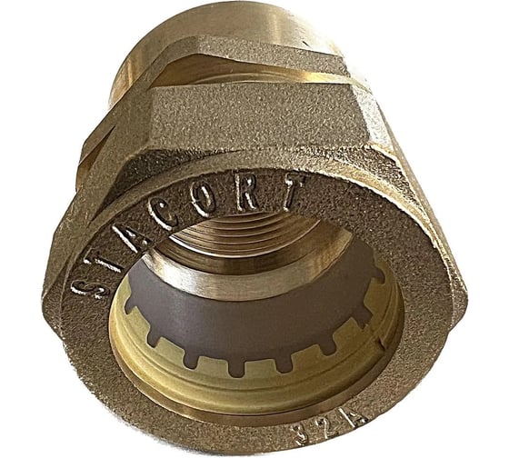 Изображение товара Муфта STACORT SF32x1 1/4'' внутренняя резьба (мама) для гофрированной трубы 32А из нержавеющей стали, арт. SF32-1-14MR