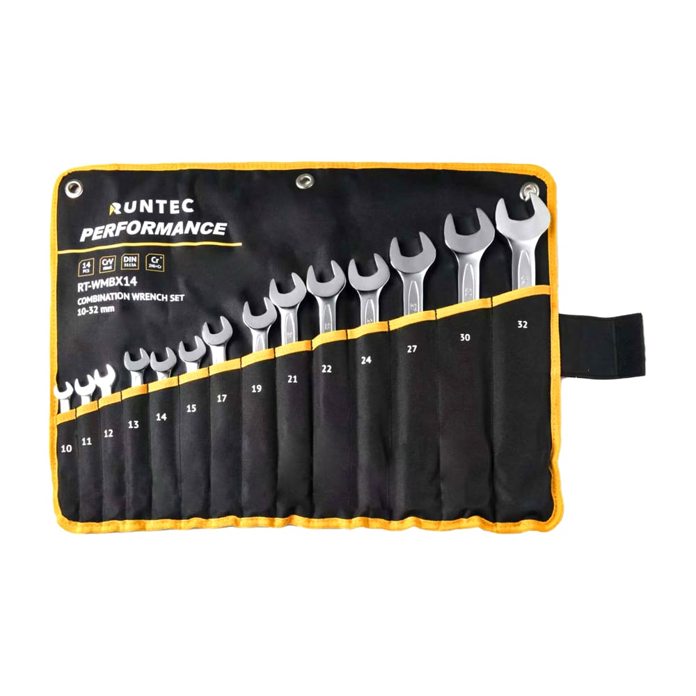 Изображение товара Набор ключей комбинированных RUNTEC CrV 10-32 мм 14 предметов в сумке RT-WMBX14