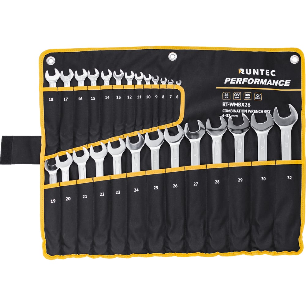 Изображение товара Набор ключей комбинированных RUNTEC CrV 6-32 мм 26 предметов