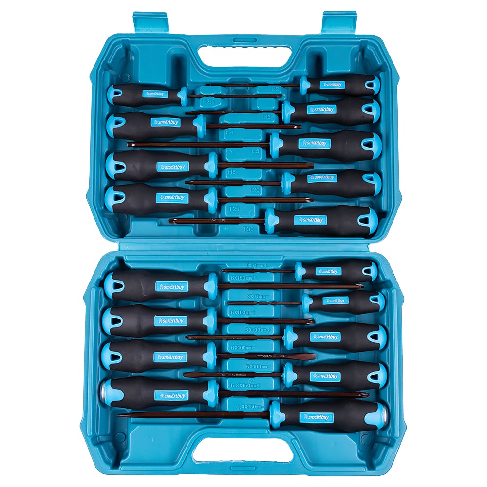 Изображение товара Набор отверток SMARTBUY 18 штук, PH, SL, HEX, TORX, сталь S2, кейс, Tools SBT-SCN-18P3