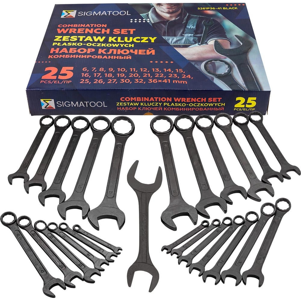 Изображение товара Набор ключей комбинированных SIGMATOOL 25 предметов закаленная сталь