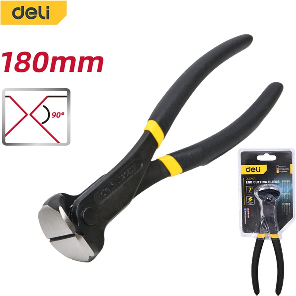 Изображение товара Кусачки торцовые DELI 180мм с противоскользящей рукоятью