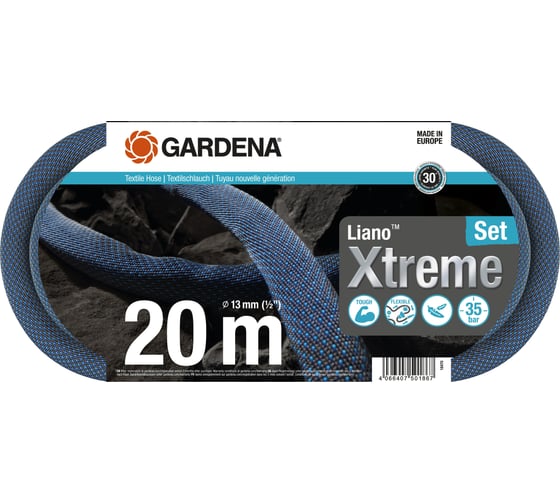 Изображение товара Шланг Gardena Liano Xtreme 20 м с комплектом для полива 18470-20.000.00