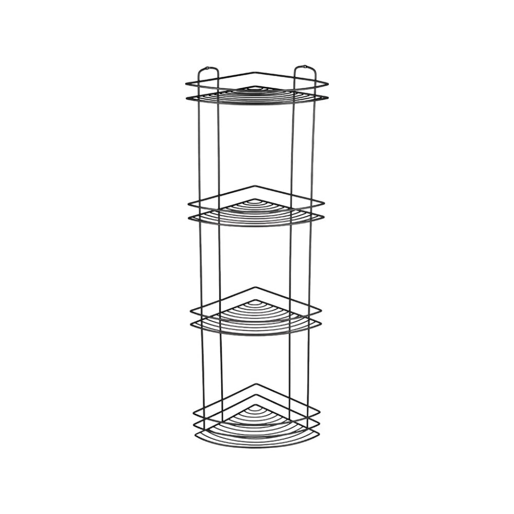 Изображение товара Угловая металлическая полка 4 яруса Рыжий кот BLACK 111183 для ванной кухни