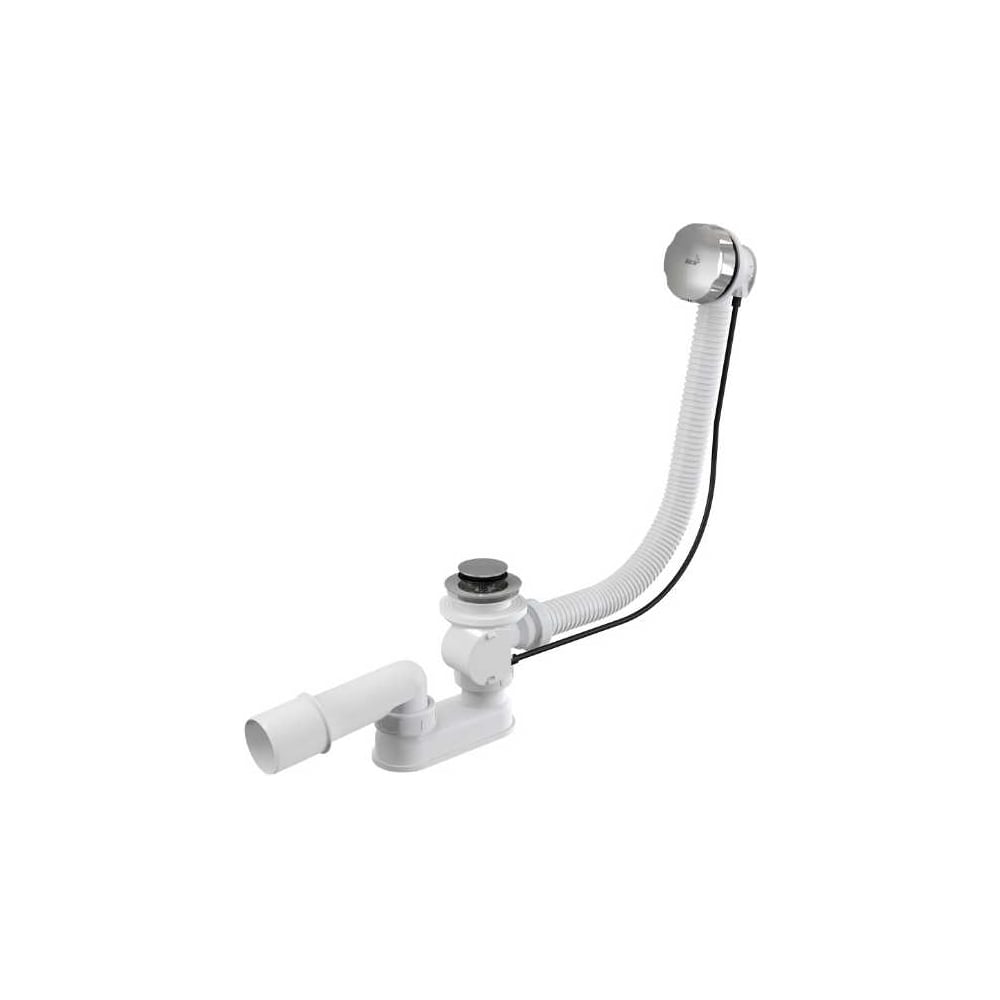 Изображение товара Сифон для ванны автомат AlcaPlast металл A55K-80-RU-01 полуавтоматический слив по тросу