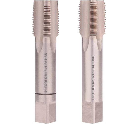 Изображение товара Метчик H-Tools М18, шаг 1.25мм, комплект из 2-х шт., DIN2181, HSS-G, L-80мм, a=11 235183HT