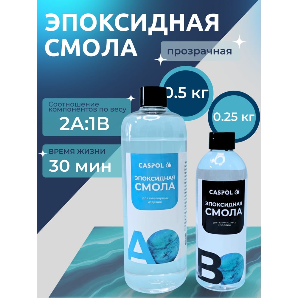 Изображение товара Эпоксидная смола Caspol прозрачная 0.5кг для творчества