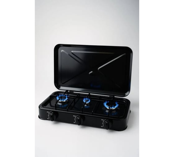 Изображение товара Плита газовая настольная трехконфорочная черная Pegas 150224