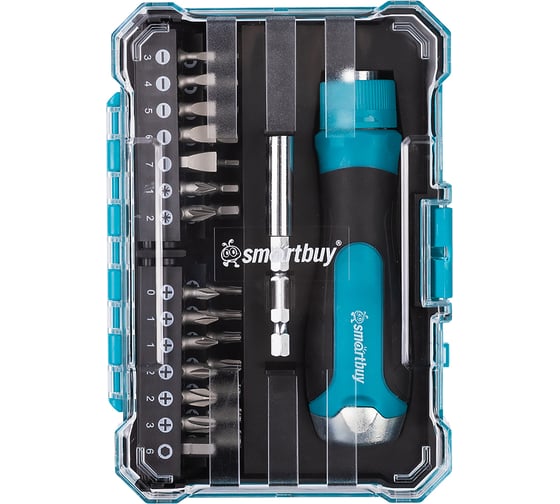 Изображение товара Набор отверток и бит Smartbuy, 30 предметов, реверс.отвертка, удлинитель, адаптер, биты, CR-V, Tools SBT-SCBS-30P2