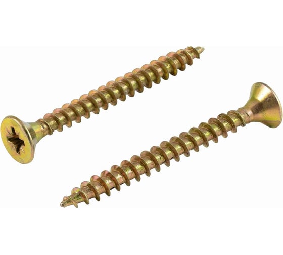 Изображение товара Саморез универсальный Квадра 6x50 желтый, потайная голова, цинк, кoр. 100 шт. 604050020101