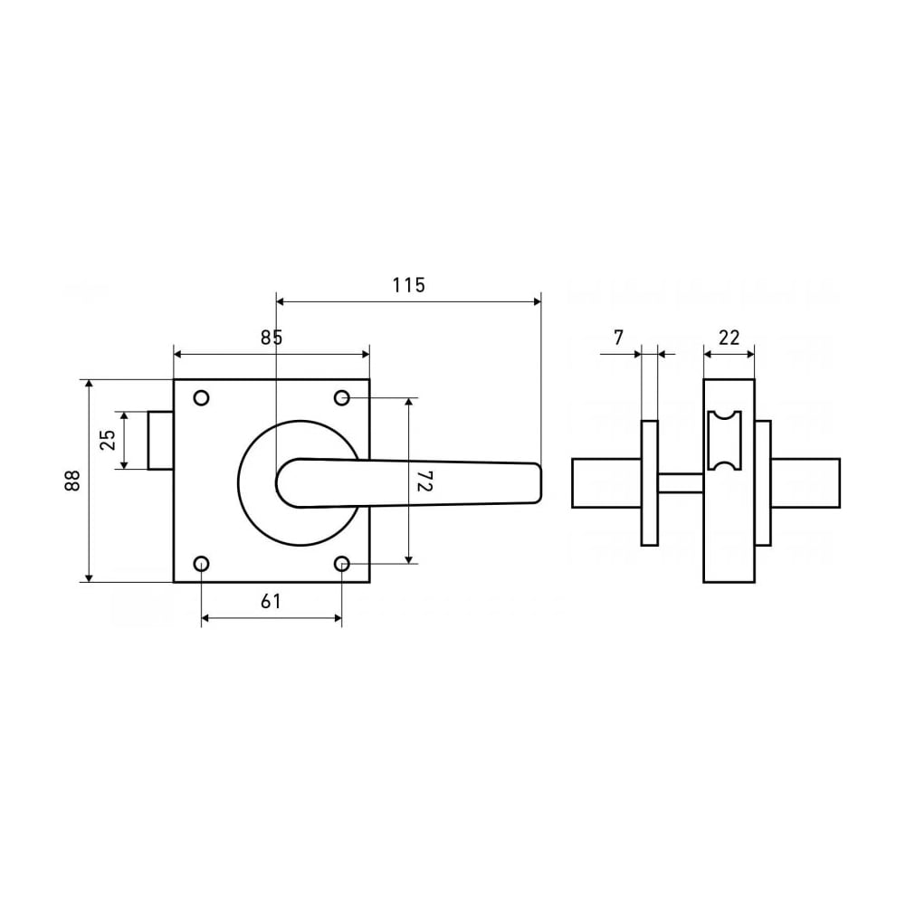 Изображение товара Защелка накладная дверная Птимаш ЗЩН1.45 бронза правая