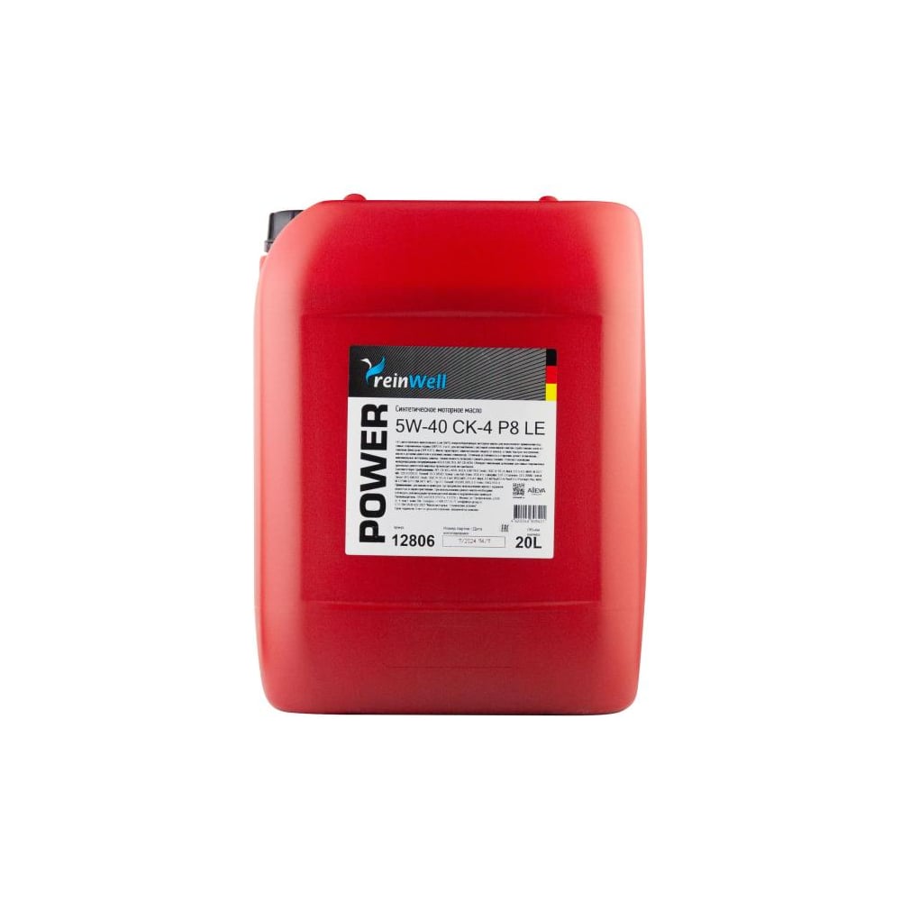 Изображение товара Моторное масло ReinWell POWER P8 LE 5W-40 CК-4 20 л синтетика для дизельных и легковых автомобилей
