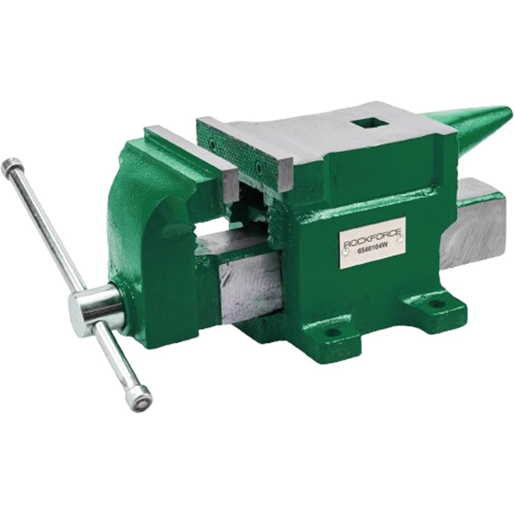 Изображение товара Стальные слесарные тиски с наковальней Rockforce RF-6540104W 100мм
