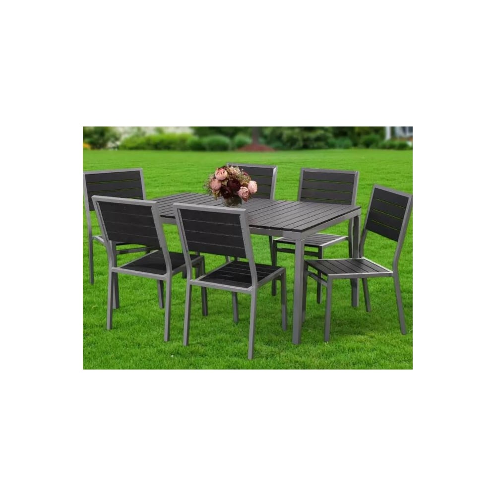 Изображение товара Мебель садовая Green Days Эвелина, черный, стол, 150х90х72 см, 6 стульев, 120 кг, YTCT012 355555