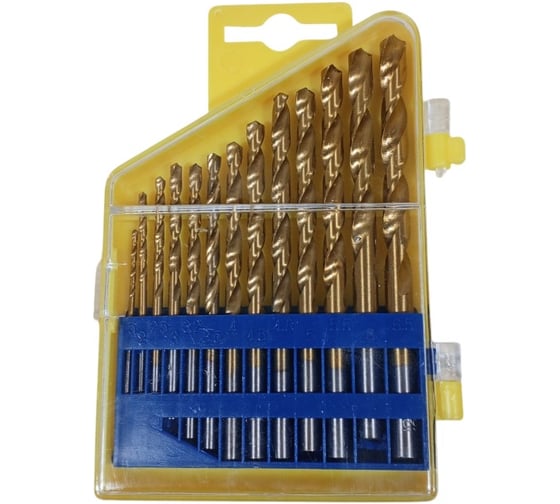 Изображение товара Набор титановых сверл по металлу МАНКОР HSS-TIN 13 предметов, 1.5-6.5 мм S.13.0.MN