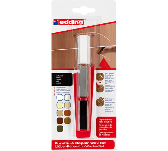 Изображение товара Восковой набор для ремонта мебели Edding (3 оттенка; черный; блистер) E-8901#3-B#001
